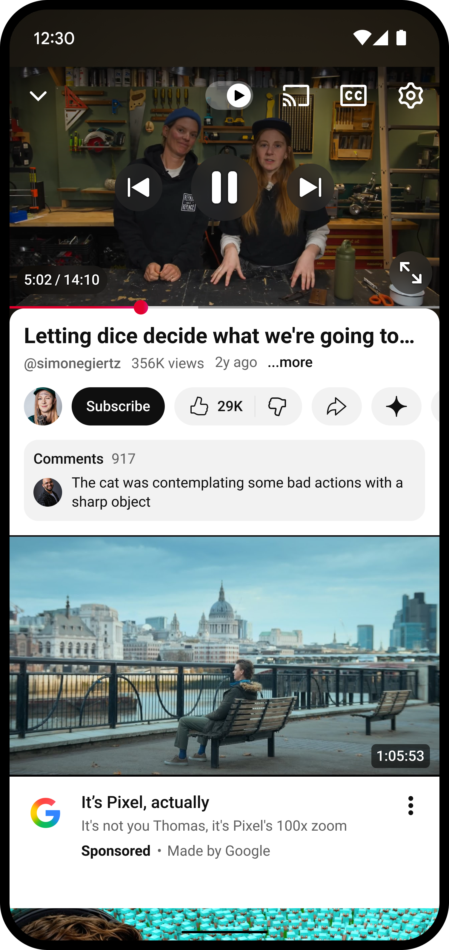 Immersive mode screenshot